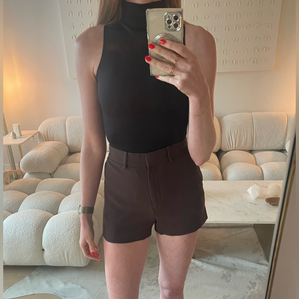 Aritzia High Waist Dark Brown Shorts
